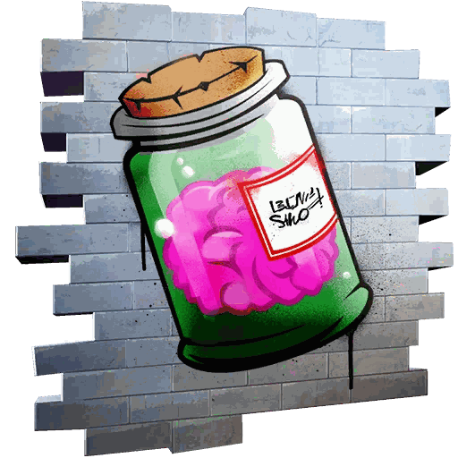 Spray Matter: a brain in a jar, sprayed onto a brick wall